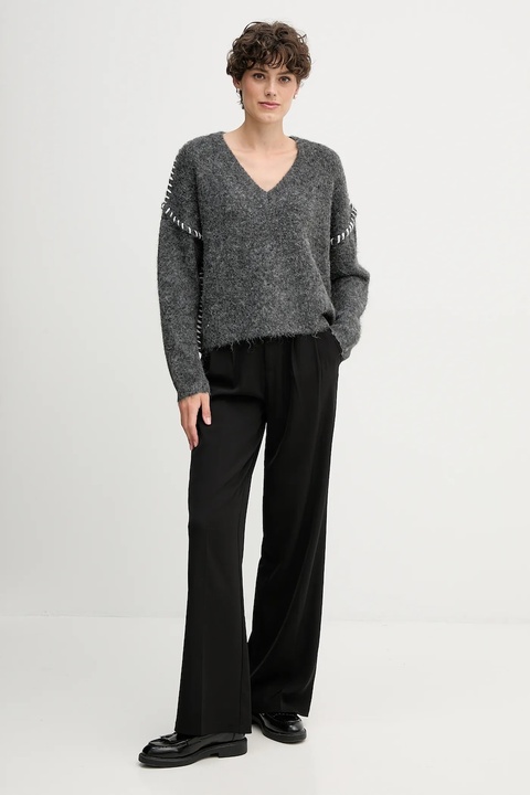 Sandro Ferrone sweter z domieszką wełny damski kolor szary S87YBFGAL - zdjęcie produktu nr 2