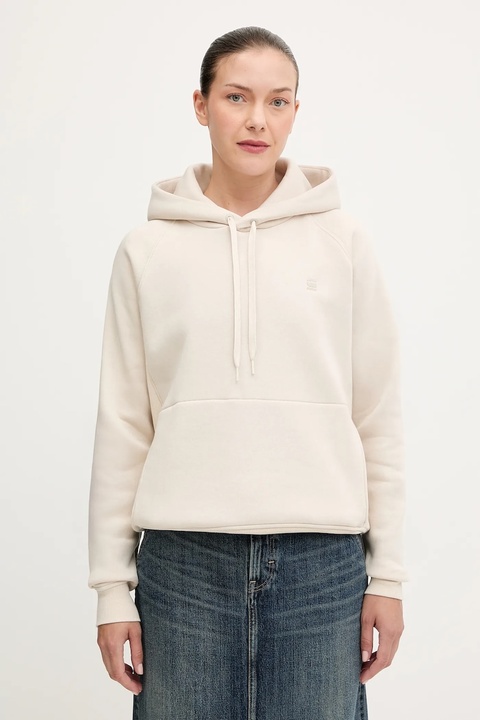G-Star Raw bluza damska kolor beżowy z kapturem gładka D21255-C235 - zdjęcie produktu nr 1