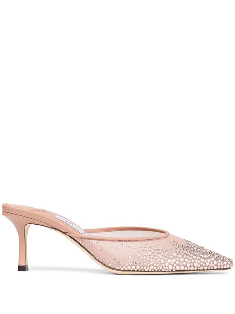 Jimmy Choo 65mm crystal-embellished mules - Pink - zdjęcie produktu nr 1