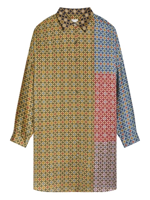 DRIES VAN NOTEN geometric-print shirt dress - Green - zdjęcie produktu nr 1
