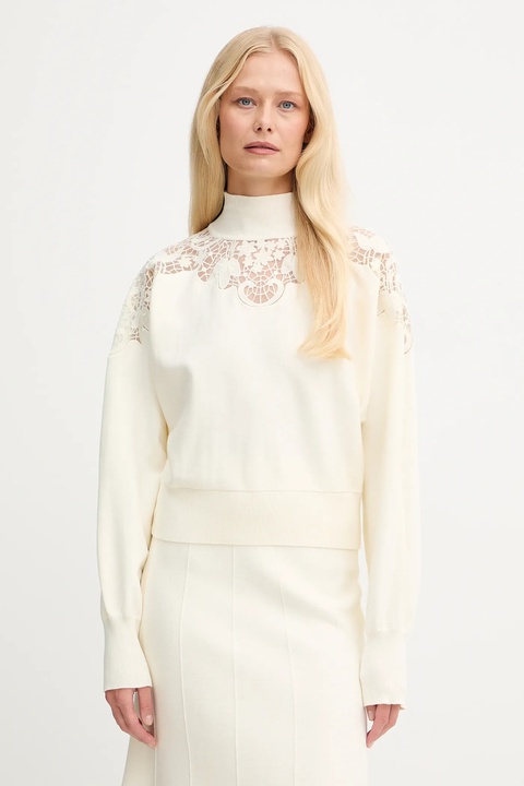 Twinset sweter damski kolor beżowy z półgolfem 252TP3406 - zdjęcie produktu nr 1