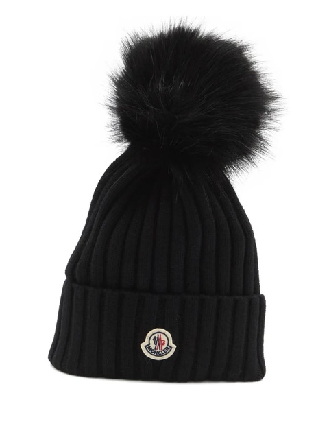Moncler ribbed knit pom-pom beanie - Black - zdjęcie produktu nr 2