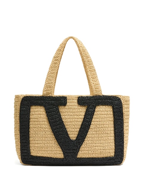 Valentino Garavani large Viva Superstar raffia tote bag - Neutrals - zdjęcie produktu nr 1