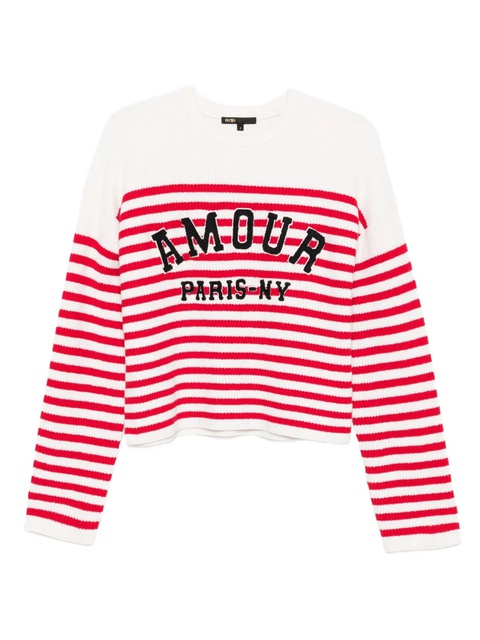 Maje striped embroidered sweater - Neutrals - zdjęcie produktu nr 1