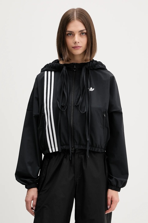 adidas Originals bluza Ribbon Off Placed 3 Stripes Tracktop damska kolor czarny z kapturem z aplikacją JX2698 - zdjęcie produktu nr 1