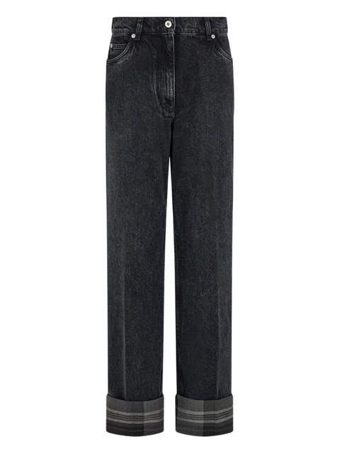 Ferragamo tartan-cuffs straight-leg jeans - Black - zdjęcie produktu nr 1