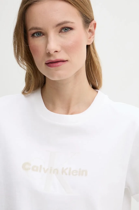 Calvin Klein Jeans t-shirt bawełniany damski kolor biały LV047AB814 - zdjęcie produktu nr 2