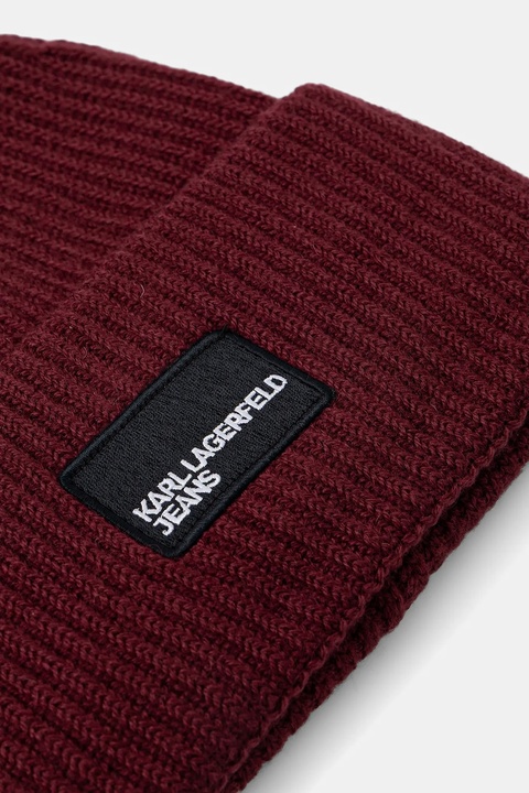 Karl Lagerfeld Jeans czapka z wełną kolor bordowy A4W33079 - zdjęcie produktu nr 2