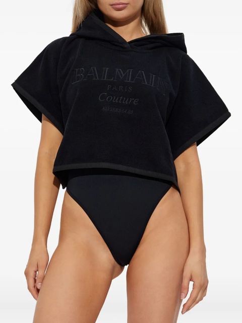 Balmain hooded cotton poncho - Black - zdjęcie produktu nr 2