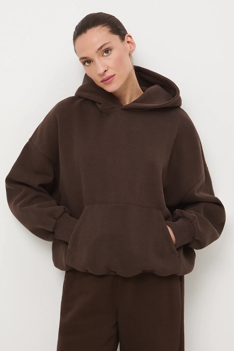 Medicine bluza damska kolor brązowy z kapturem gładka - zdjęcie produktu nr 2