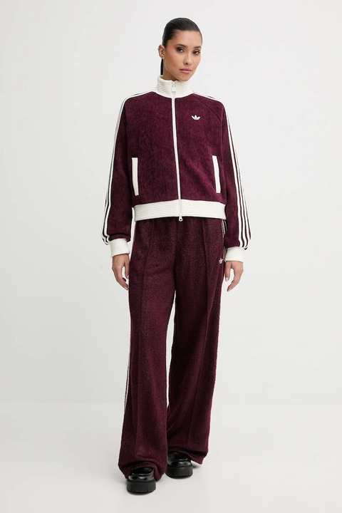 adidas Originals bluza welurowa Velour damska kolor bordowy z aplikacją KS0400 - zdjęcie produktu nr 2