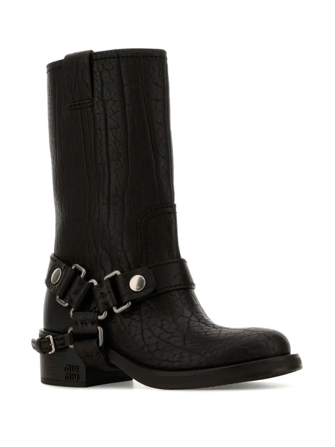 Miu Miu leather biker boots - Black - zdjęcie produktu nr 2