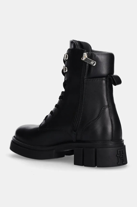 Tommy Hilfiger workery skórzane LACE-UP BIKER LEATHER damskie kolor czarny na platformie FW0FW08167 - zdjęcie produktu nr 2