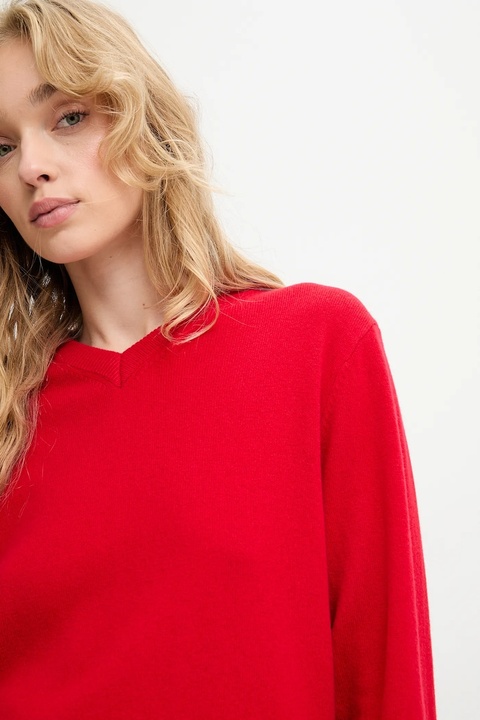 Answear.LAB sweter z wełny merino damski kolor czerwony lekki - zdjęcie produktu nr 1