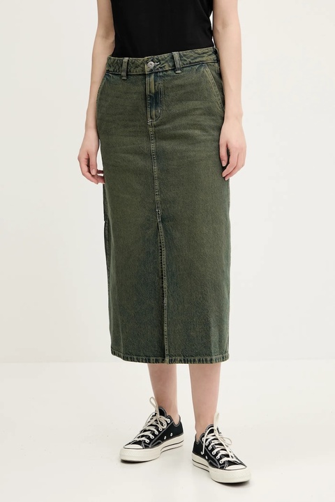 Dickies spódnica jeansowa kolor zielony midi prosta DK0A866SK571 - zdjęcie produktu nr 1