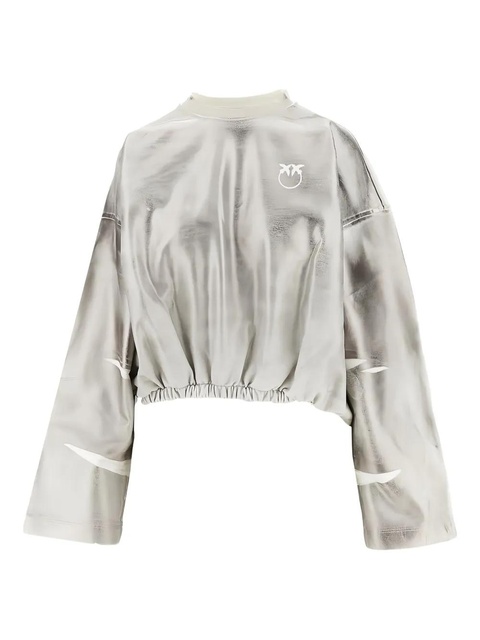 PINKO metallic-effect elasticated-hem sweatshirt - Silver - zdjęcie produktu nr 1