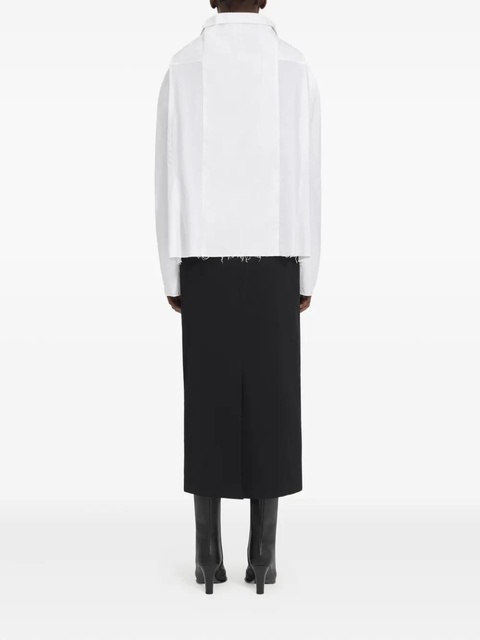 MM6 Maison Margiela oversized-collar frayed-hem shirt - White - zdjęcie produktu nr 1