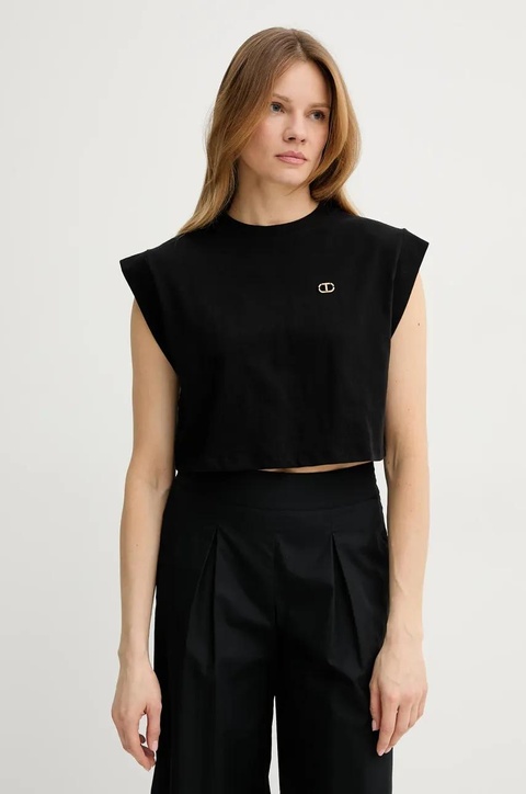 Twinset t-shirt bawełniany damski kolor czarny 251TT2043 - zdjęcie produktu nr 1