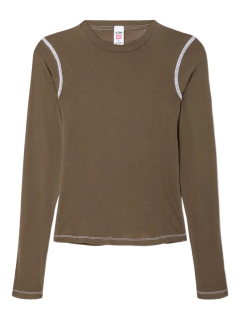RE/DONE contrast-stitch long-sleeve tee - Brown - zdjęcie produktu nr 2