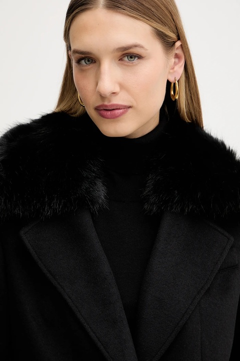 Guess płaszcz z dodatkiem wełny KAROLE kolor czarny W5BL19 W2642 - zdjęcie produktu nr 2