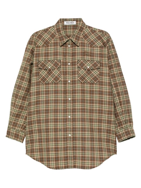 Miu Miu checked wool shirt - Brown - zdjęcie produktu nr 1