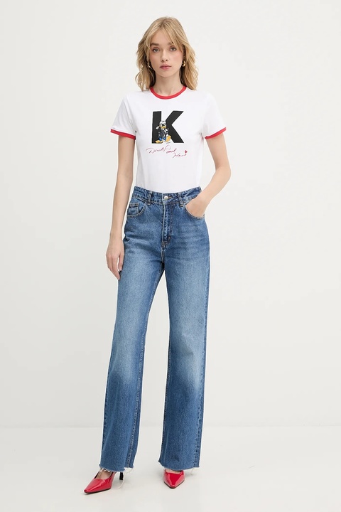 Karl Lagerfeld t-shirt bawełniany KL X DISNEY damski kolor biały A3W17089 - zdjęcie produktu nr 1