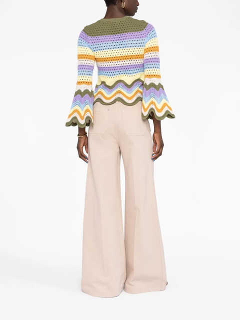 ZIMMERMANN striped crochet-knit cotton top - Yellow - zdjęcie produktu nr 2