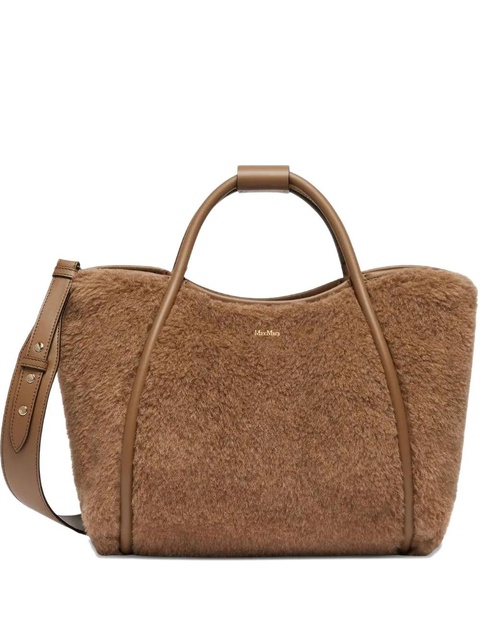 Max Mara shearling leather-trimmed handbag - Brown - zdjęcie produktu nr 1