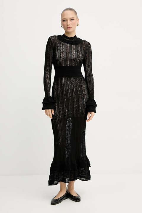 Twinset sukienka kolor czarny maxi rozkloszowana 252TP3182 - zdjęcie produktu nr 1