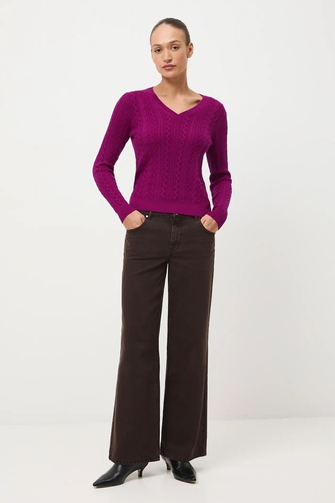 Medicine sweter z wełny merino damski kolor różowy lekki - zdjęcie produktu nr 1