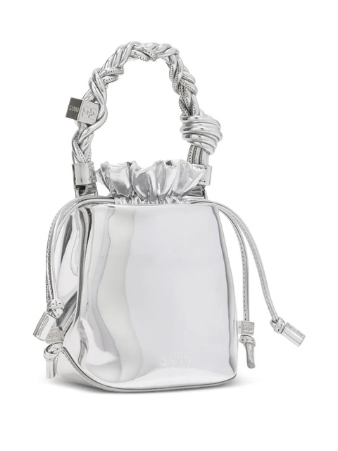 GANNI mini Bou twisted-handle bucket bag - Silver - zdjęcie produktu nr 2