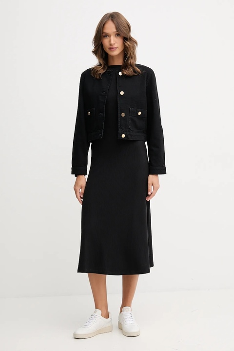 Tommy Hilfiger sukienka kolor czarny midi rozkloszowana WW0WW47066 - zdjęcie produktu nr 2