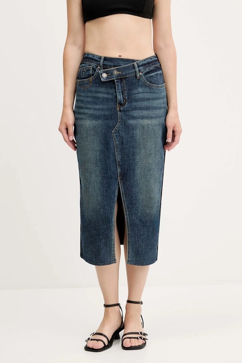 Desigual spódnica jeansowa TWISTED kolor granatowy midi ołówkowa 25WWFD03 - zdjęcie produktu nr 1