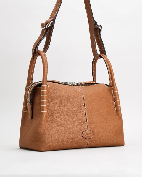 TOD'S - Brązowa torba ze skóry Boston Small - zdjęcie produktu nr 2