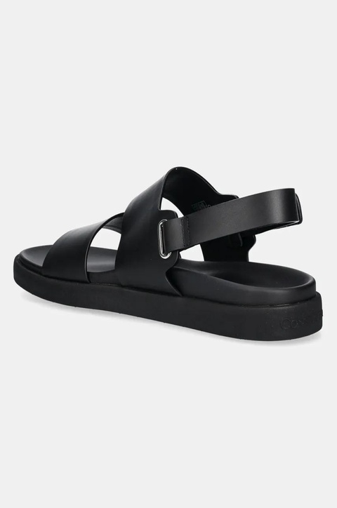 Calvin Klein sandały skórzane FLAT ADJ SANDAL EYELET damskie kolor czarny HW0HW02488 - zdjęcie produktu nr 2