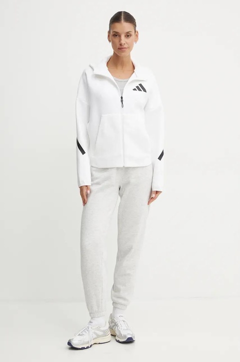 adidas bluza Z.N.E. damska kolor biały z kapturem z nadrukiem JE7849 - zdjęcie produktu nr 2