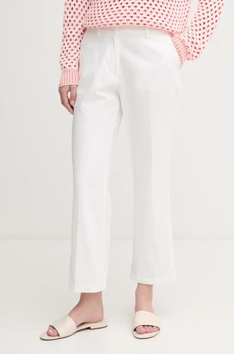 Sisley spodnie damskie kolor biały proste medium waist - zdjęcie produktu nr 1