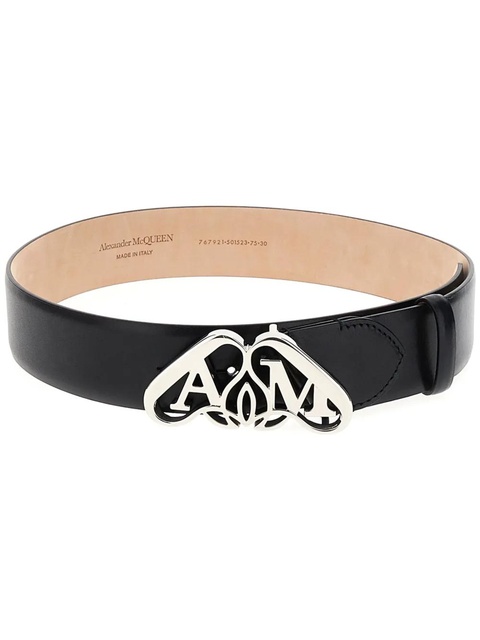 Alexander McQueen Seal-buckle leather belt - Black - zdjęcie produktu nr 1