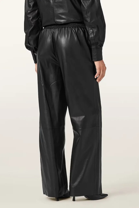 AllSaints spodnie skórzane ASH damskie kolor czarny szerokie high waist W028TD - zdjęcie produktu nr 1