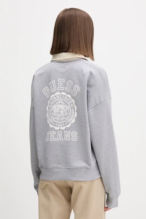 Guess Jeans bluza bawełniana damska kolor szary z nadrukiem W5YQ16 K68I4 - zdjęcie produktu nr 2
