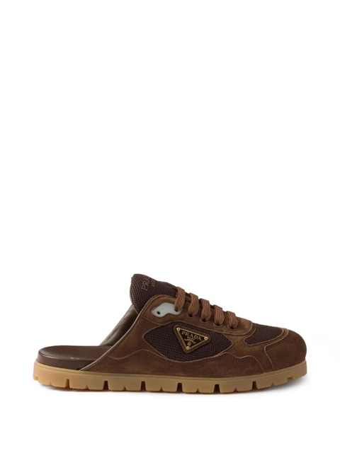 Prada Trail mesh-panel suede mules - Brown - zdjęcie produktu nr 1