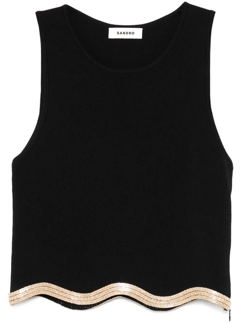 SANDRO sequin-embellished cropped top - Black - zdjęcie produktu nr 1