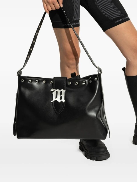MISBHV eyelet-embellished logo-plaque tote bag - Black - zdjęcie produktu nr 2