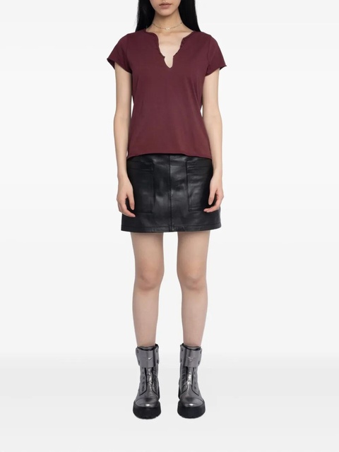 Zadig&Voltaire crystal-embellished V-neck T-shirt - Red - zdjęcie produktu nr 2