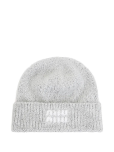 Miu Miu logo-detail beanie hat - Grey - zdjęcie produktu nr 2