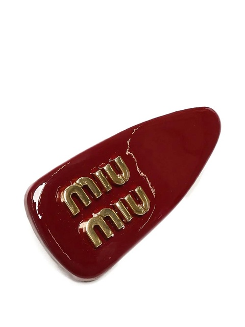Miu Miu logo-lettering hair clip - Red - zdjęcie produktu nr 2