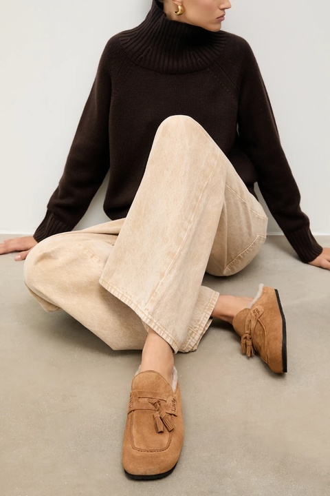 Answear.LAB klapki zamszowe damskie kolor brązowy - zdjęcie produktu nr 1