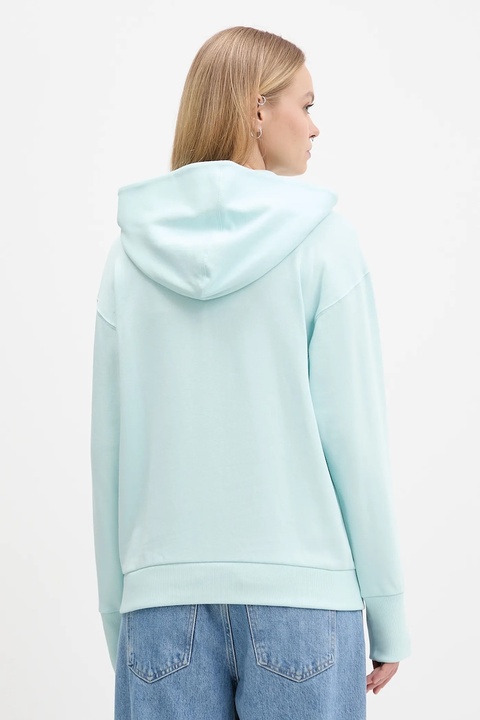 adidas bluza bawełniana All Szn French Terry damska kolor turkusowy z kapturem gładka JV7347 - zdjęcie produktu nr 2