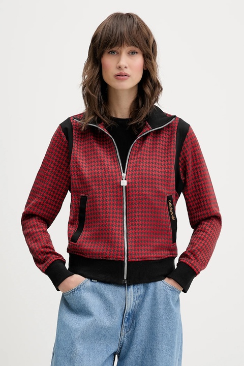 adidas Originals bluza Houndstooth damska kolor czerwony wzorzysta JY3461 - zdjęcie produktu nr 2