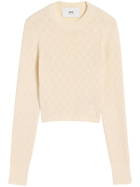AMI Paris Ami de Coeur cotton-blend top - Neutrals - zdjęcie produktu nr 1